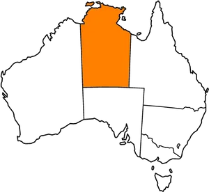 Australia Outline Map Northern Territory Highlighted PNG image