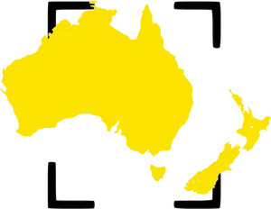 Australiaand New Zealand Map Outline PNG image
