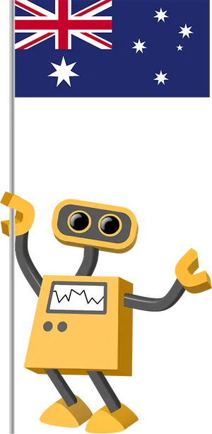 Australian Flag Robot Greeting PNG image