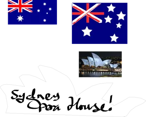 Australian Flagsand Sydney Opera House PNG image