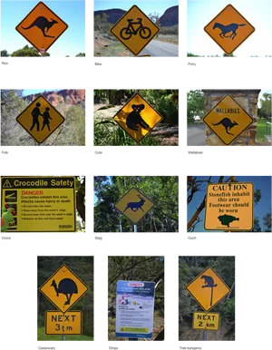 Australian Warning Signs Collage PNG image