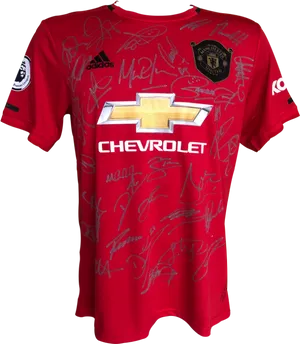 Autographed Manchester United Red Jersey PNG