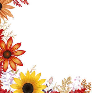 Autumn Flower Border PNG Jyx87