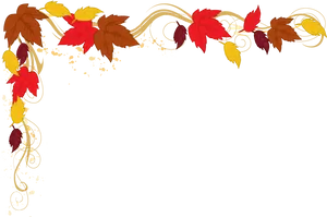 Autumn Leaves Fancy Border Design PNG image