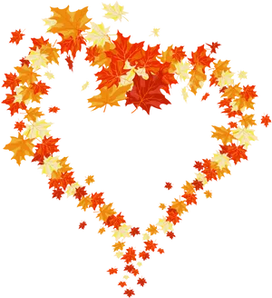 Autumn Leaves Heart Shape PNG