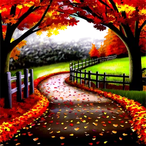 Autumn Leaves Path PNG Bek