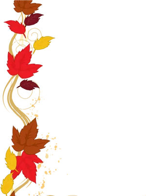 Autumn Leaves Vertical Border Design PNG image