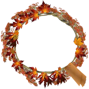 Autumn Leaves Wreath Black Background