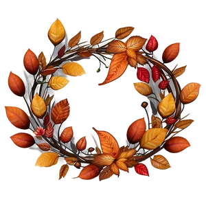 Autumn Leaves Wreath Png Asj1 PNG image