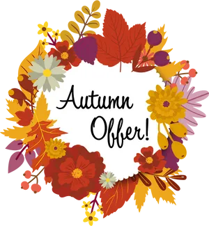Autumn Offer Floral Wreath PNG image