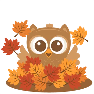 Autumn Owl Amidst Fall Leaves PNG image