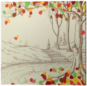Autumn Sketch_ Colorful Leaves PNG image
