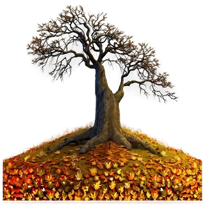 Autumn Tree On Hill PNG Elc PNG
