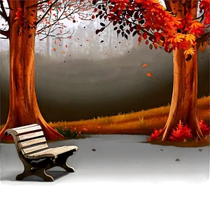 Autumn Tree With Bench PNG Xdu33 PNG