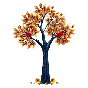 Autumn Tree With Birds PNG Pby PNG