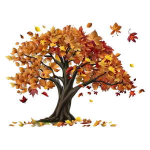 Autumn Tree With Falling Leaves Png 06122024 PNG image