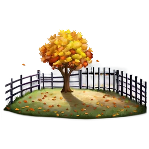 Autumn Tree With Fence PNG Ydb83 PNG