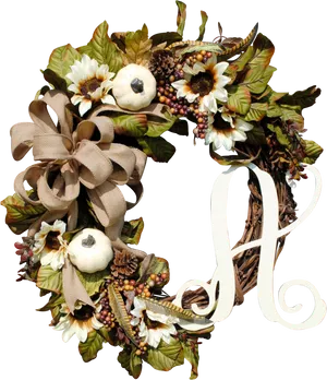 Autumn Wreathwith Initial Letter P PNG