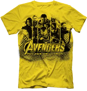 Avengers Ageof Ultron Yellow Tshirt PNG image