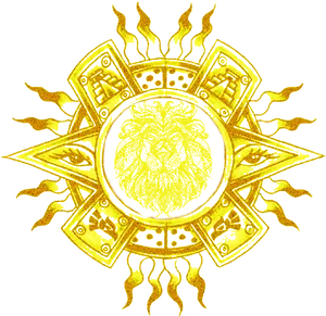 Aztec Sun Stone Flame Design PNG image