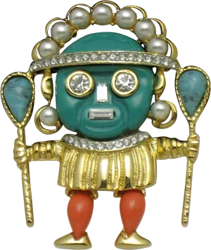 Aztec Warrior Figurine Golden Artifact PNG
