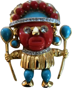 Aztec Warrior Figurine Jewelry PNG