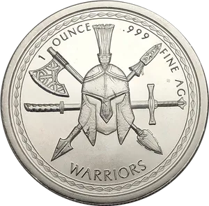 Aztec Warrior Silver Coin Design PNG image