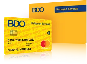 B D O Kabayan Savings A T M Card PNG image