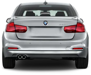 B M W320i Rear View Silver PNG image