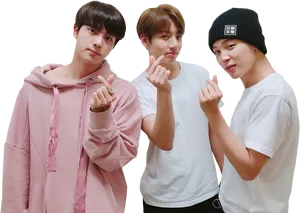 B T S_ Jungkook_ Friends_ Finger_ Hearts PNG