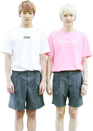 B T S Jungkookand Suga Casual Outfits PNG image