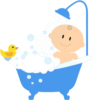 Baby Bath Time Fun PNG image