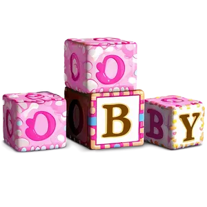 Baby Blocks In Pink PNG 21