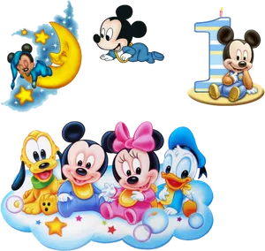 Baby Disney Characters Celebration PNG image