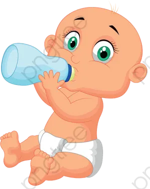 Baby Drinking Milk From Bottle PNG image