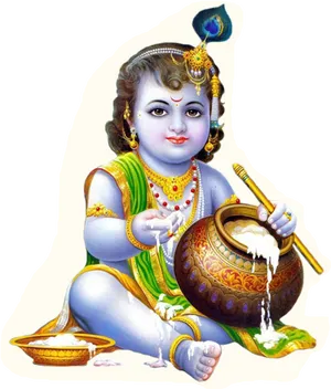 Baby Krishna Butter Thief PNG image