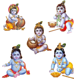 Baby Krishna Various Poses PNG image