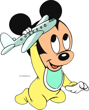 Baby Mickey Playing Pilot PNG image