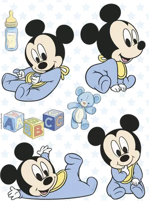 Baby Mickey Playtime Pattern PNG image