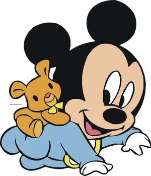 Baby Mickey With Teddy Bear.png PNG image