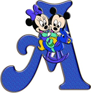 Baby Mickeyand Minnie Rocking Horse PNG image