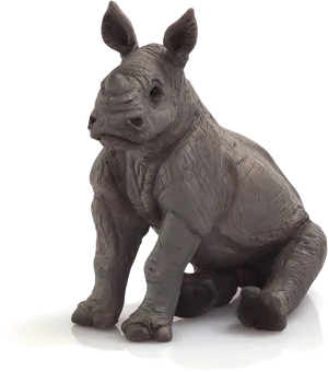 Baby Rhinoceros Figurine Teal Background PNG image