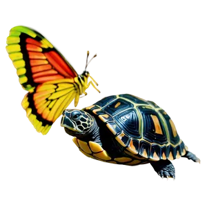Baby Turtle And Butterfly PNG 06252024