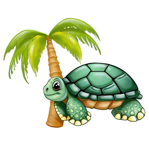 Baby Turtle And Palm Tree Png Dcg44 PNG image