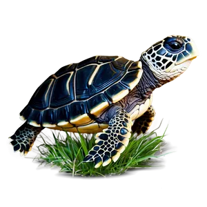 Baby Turtle In Grass PNG Swx