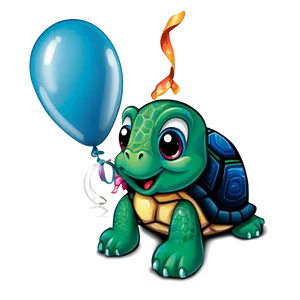 Baby Turtle With Balloon PNG Wob