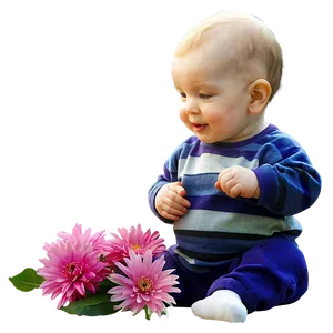 Baby With Flowers PNG 05032024
