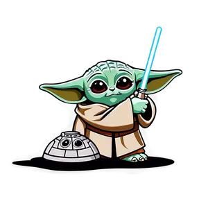 Baby Yoda And Mando Cartoon Png Wdd PNG image