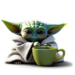 Baby Yoda Cartoon Holding Cup Png 06252024 PNG image