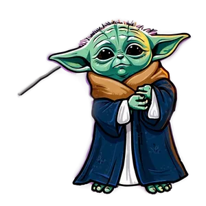 Baby Yoda Cartoon In Robe PNG Dcy10 PNG